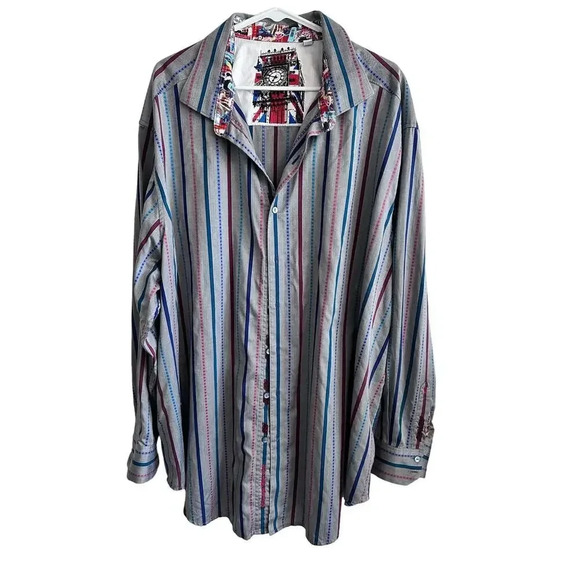 Robert Graham Long Sleeve Striped Button-Down Dress Shirt Size 3XL - Picture 1 of 6